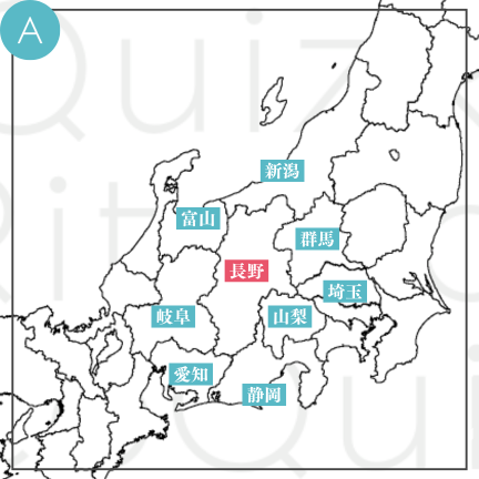 長野県に隣接している都道府県の地図