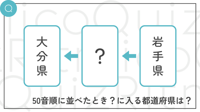 都道府県名を50音順に並べると？岩手県-？-大分県