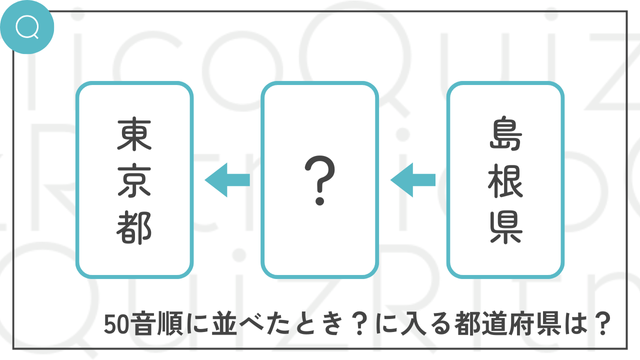 都道府県名を50音順に並べると？島根県-？-東京都