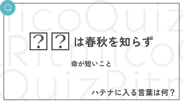 ことわざ「◯◯は春秋を知らず」空欄に入る言葉は何？